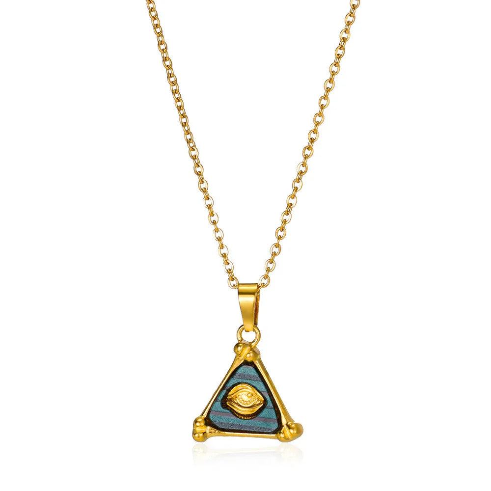 Fashion Triangle 18K Gold Stainless Steel Unisex Necklace