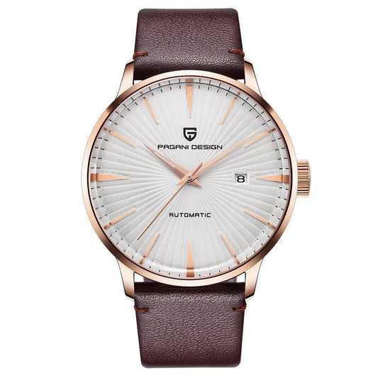 Automatic Mechanical Waterproof Men's Watch With Leather Strap