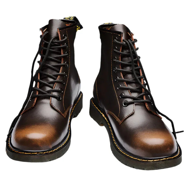 Men's High-Top Shoes British Style Tooling Leather Martin Boots