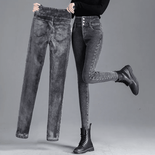 Fleece-Röhrenjeans
