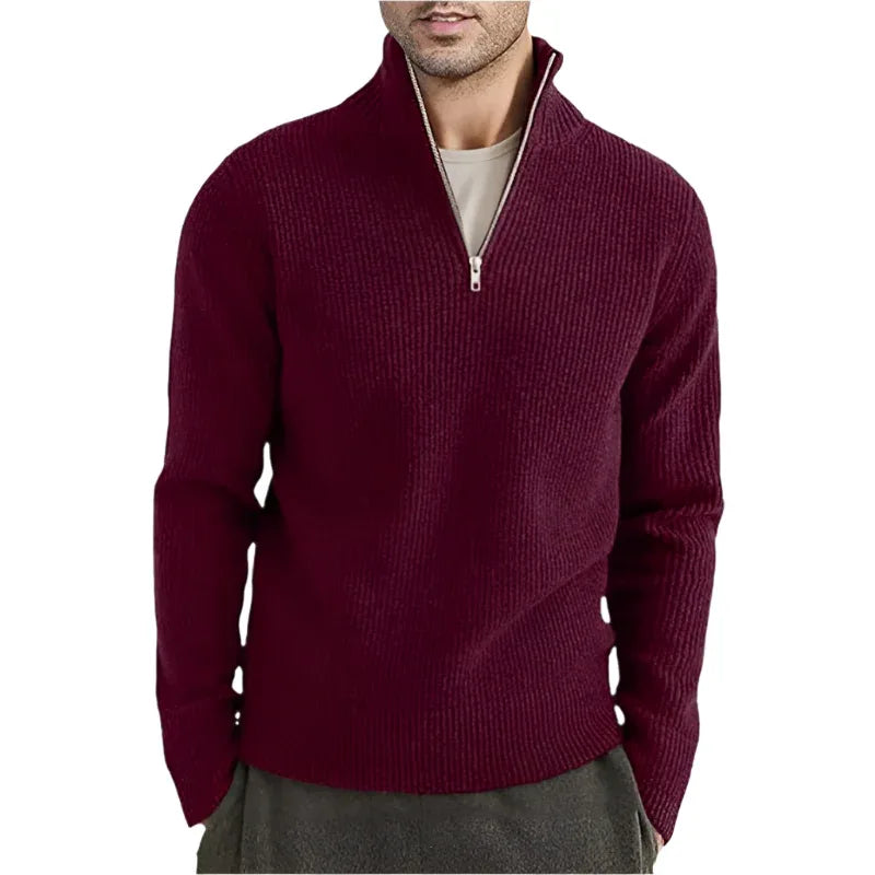 Men's Thickened Warm Zip Collar Sweater