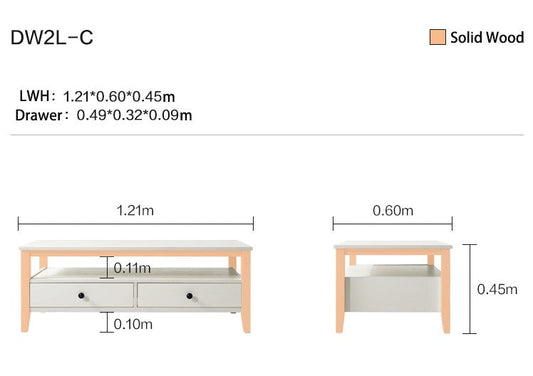 Modern Nordic Coffee Table with Drawers-1