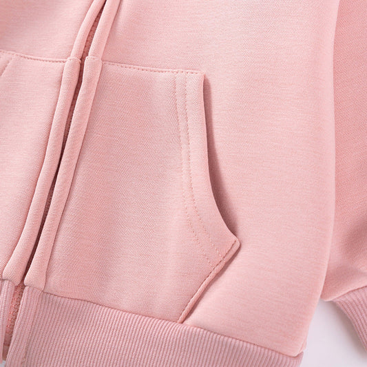 Winter and Autumn Girls Animals Cartoon Pattern Long Sleeves Zip-up Hooded Coat