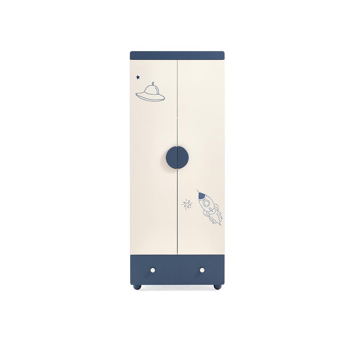 Space Boy Navy and White Wardrobe Rack-4