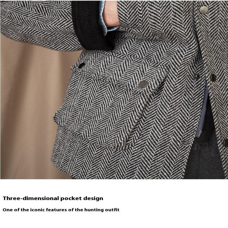 Wool Herringbone Heavy Retro Warm Jacket