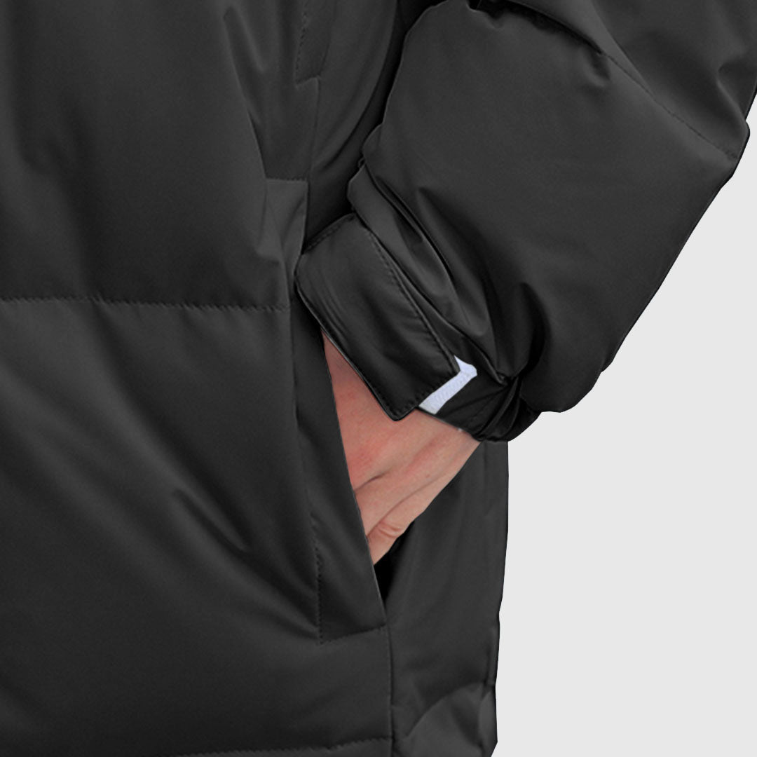 NNEAGS abbee Black 3XL Winter Hooded Overcoat Long Jacket Stylish Lightweight Quilted Warm Puffer Coat