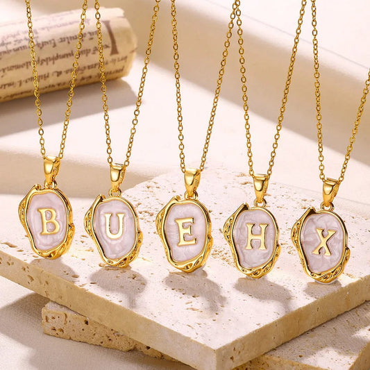 A-Z Alphabet Gold Plated Stainless Steel Pendant Necklace