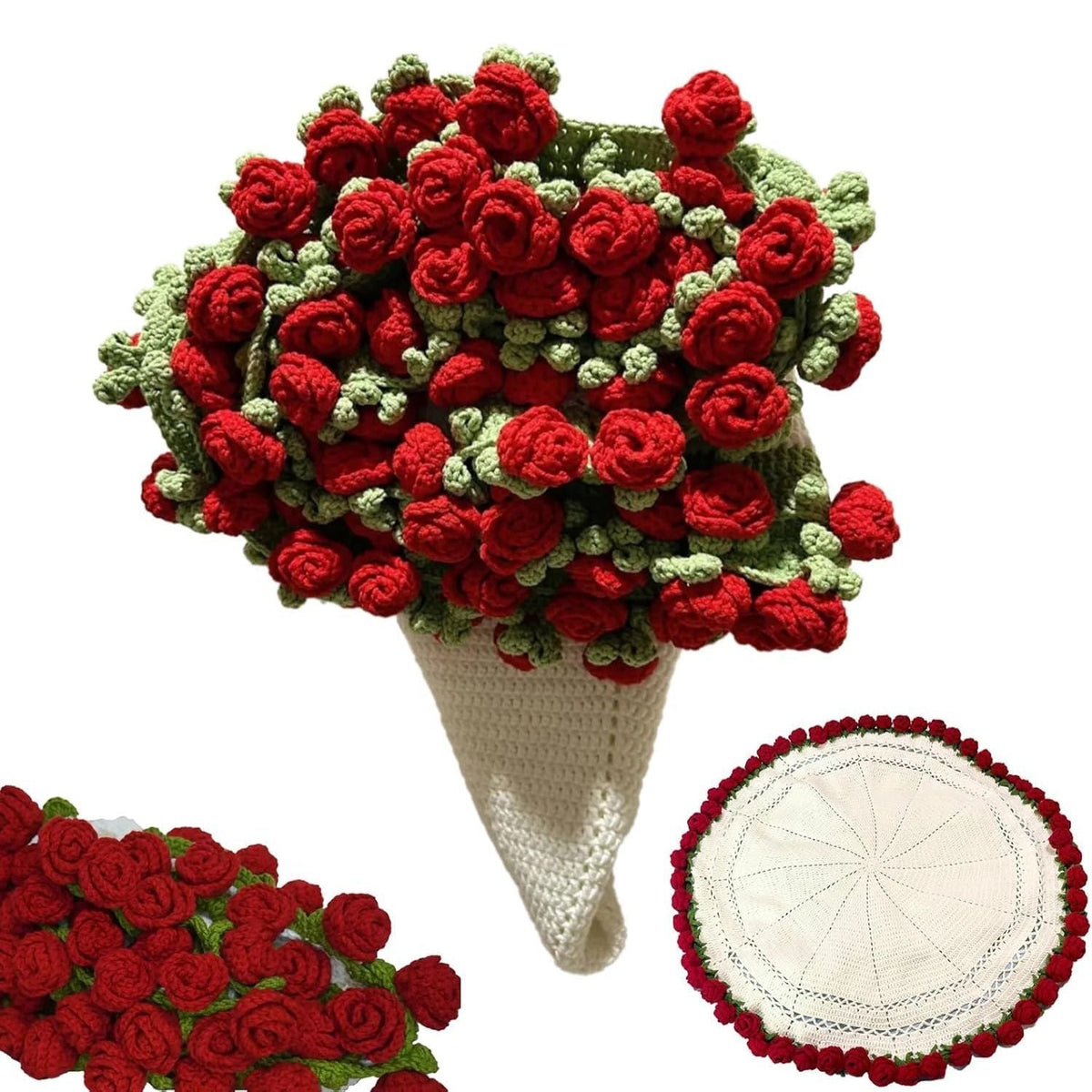 Gehäkelte Rosenstraußdecke