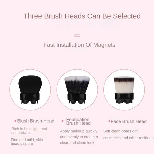 Electric Automatic 360 Degree Rotating Makeup Brush 3 in 1 Foundation Concealer Blush Brushes with Case