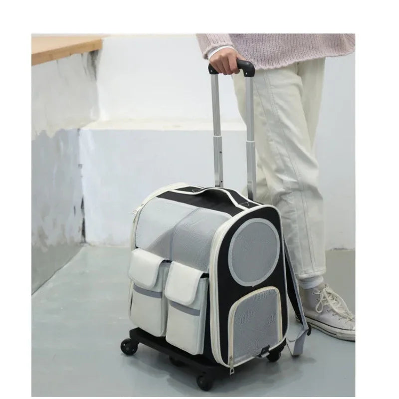 Pet Trolley Bag Cat Bag Large Capacity Portable Breathable Backpack