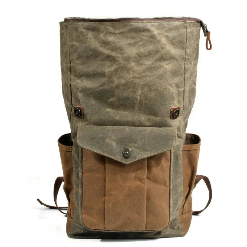 Oil wax Canvas Mountaineering Hiking Camping Bag School Unisex Backpack