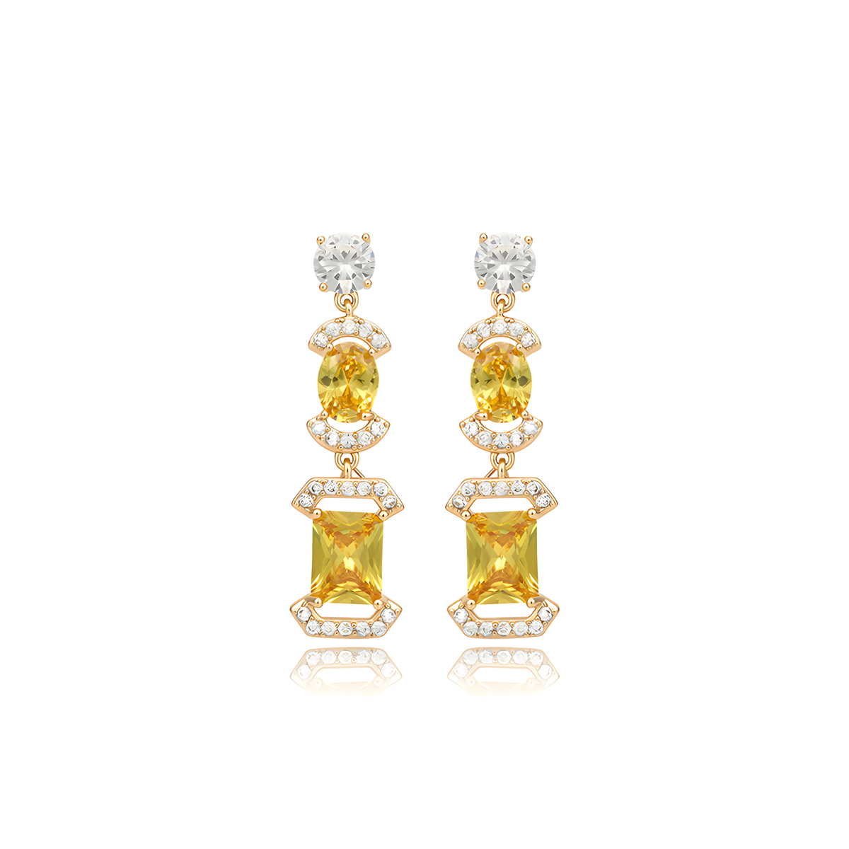 Gold-Tone Gemstone Necklace and Earring Set