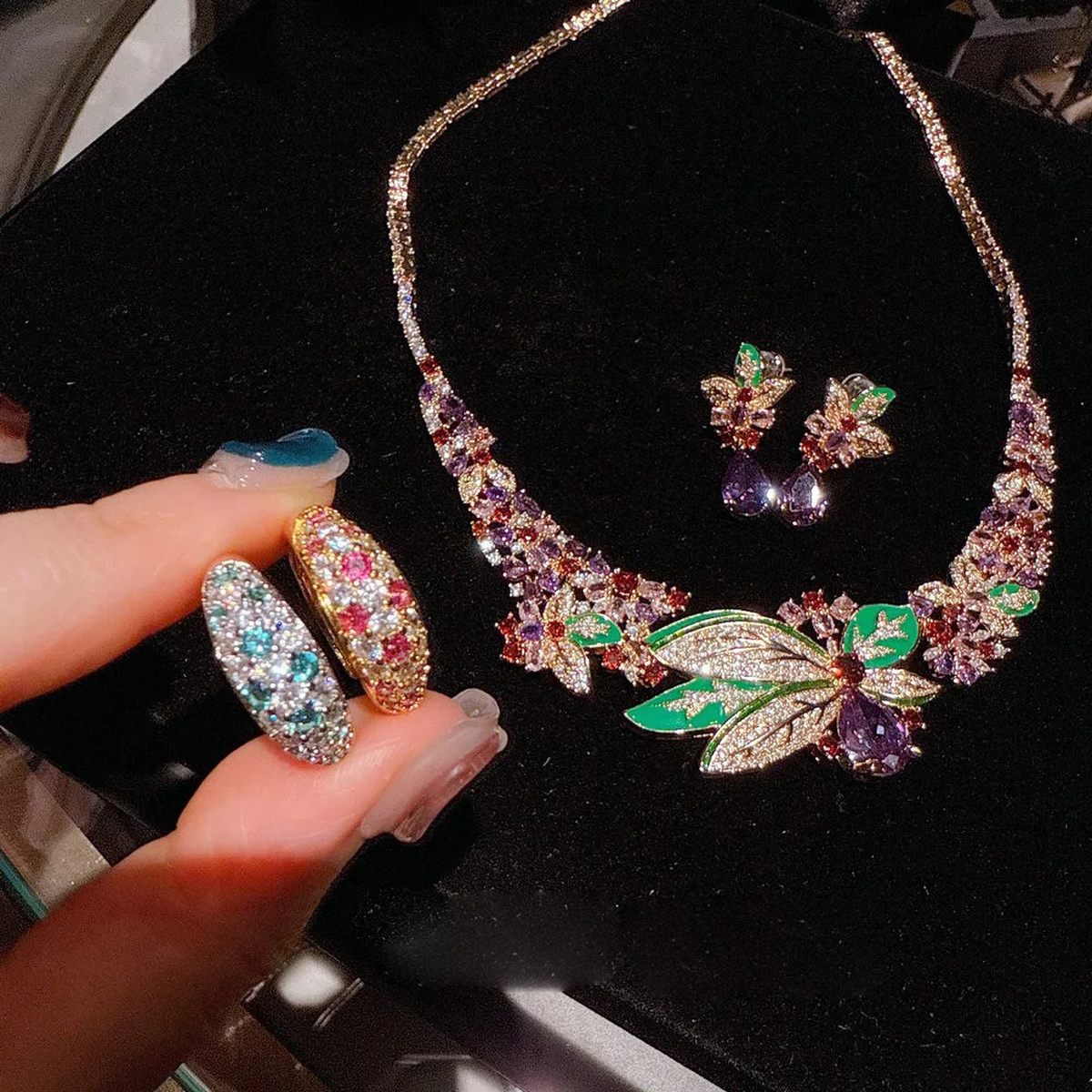 Floral Necklace and Earring Set