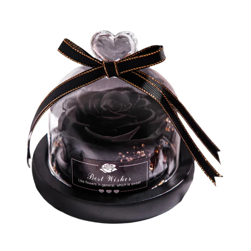 Romantic Flowers Home Decor Rose With LED Glass Valentine's Day Couples Gift