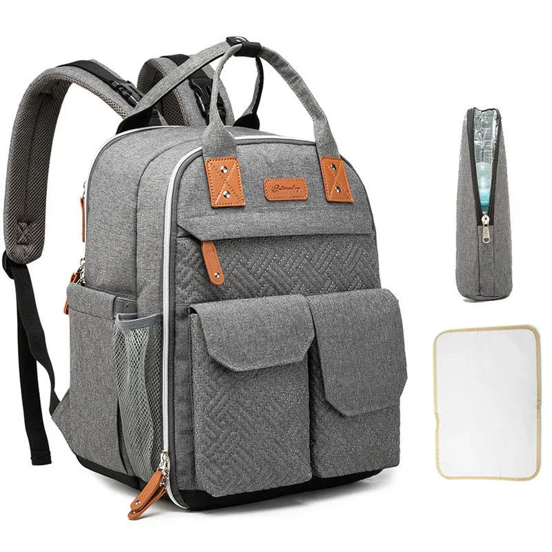 Women's Multifunctional Waterproof Diaper Bag Backpack With Insulated Pockets