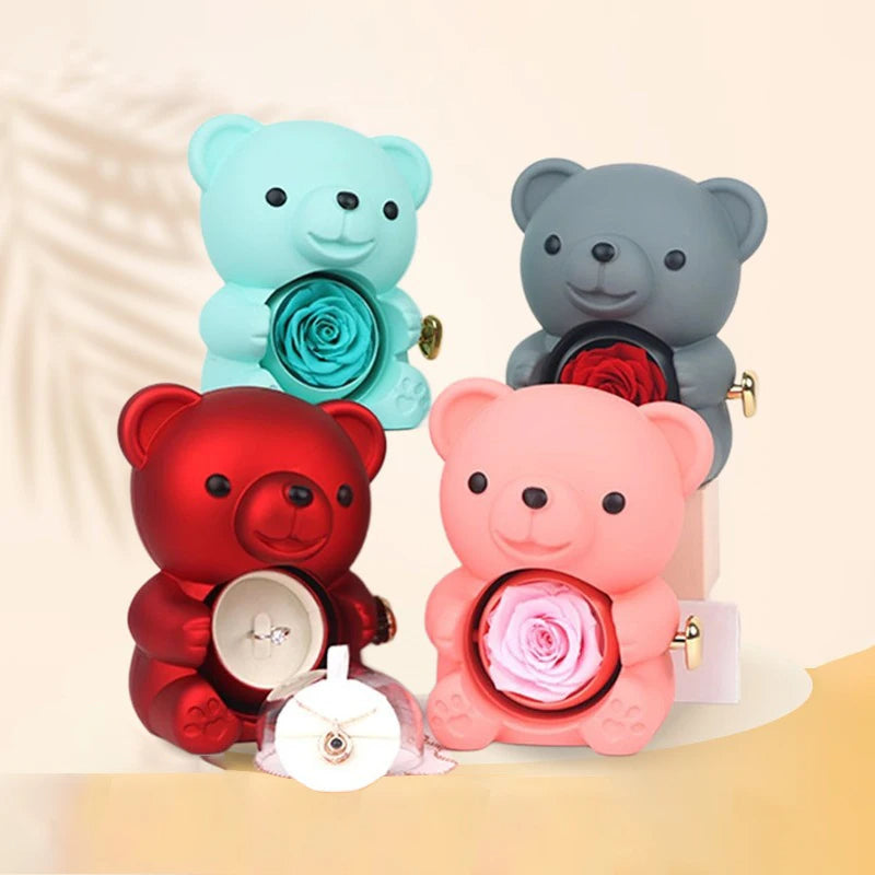 Ewige Rose Teddybär mit Halskette