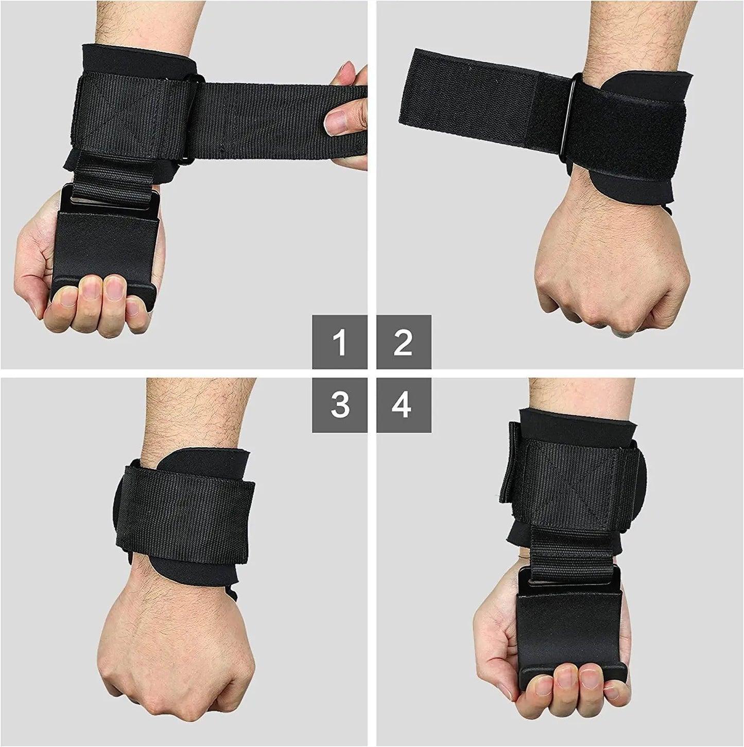 Weight Lifting Hooks with Wrist Straps