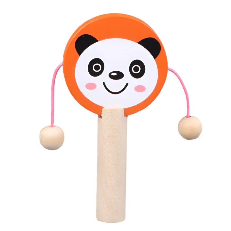 Wooden Musical Drum Rattle Toys For Babies Toddlers 0-36 Months