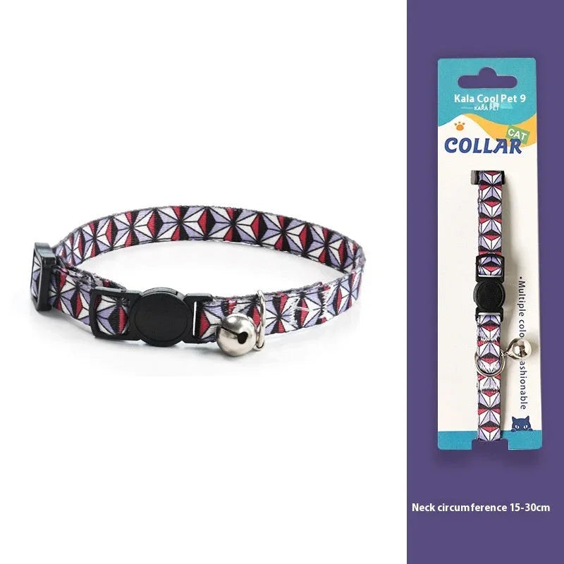 Woven Collar Bell Anti-Suffocation Comfortable Safety Buckle Pet Cat Decoration