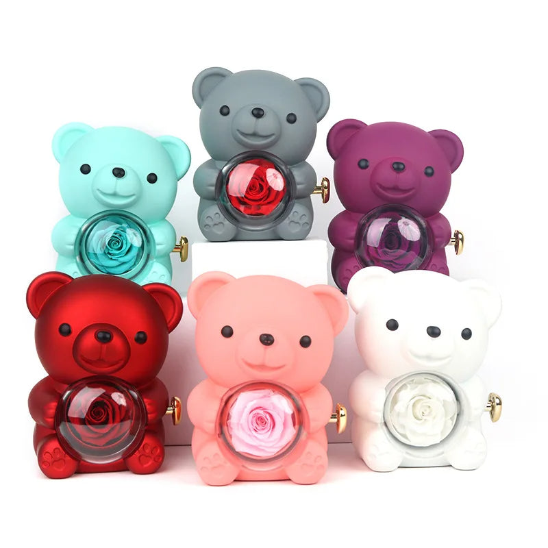 Ewige Rose Teddybär mit Halskette