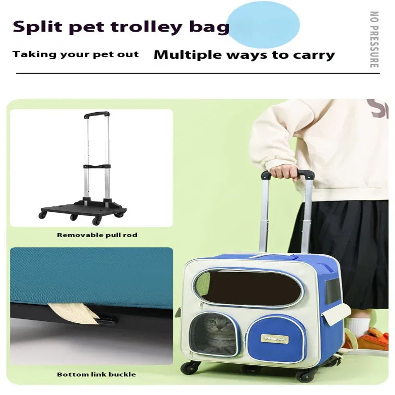 Convenient Backpack Outing Pet Trolley Bag For Cats And Dogs