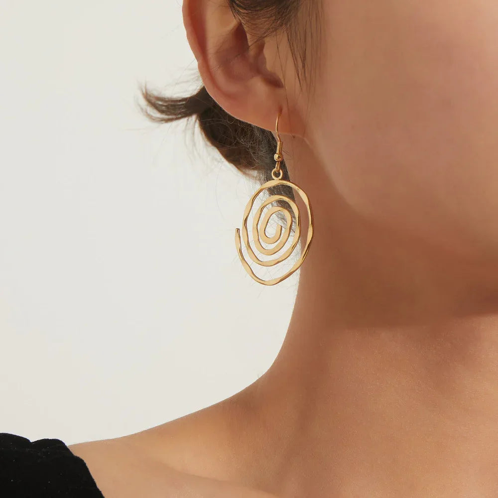 Creative Hollow Circular Vortex Earrings For Women
