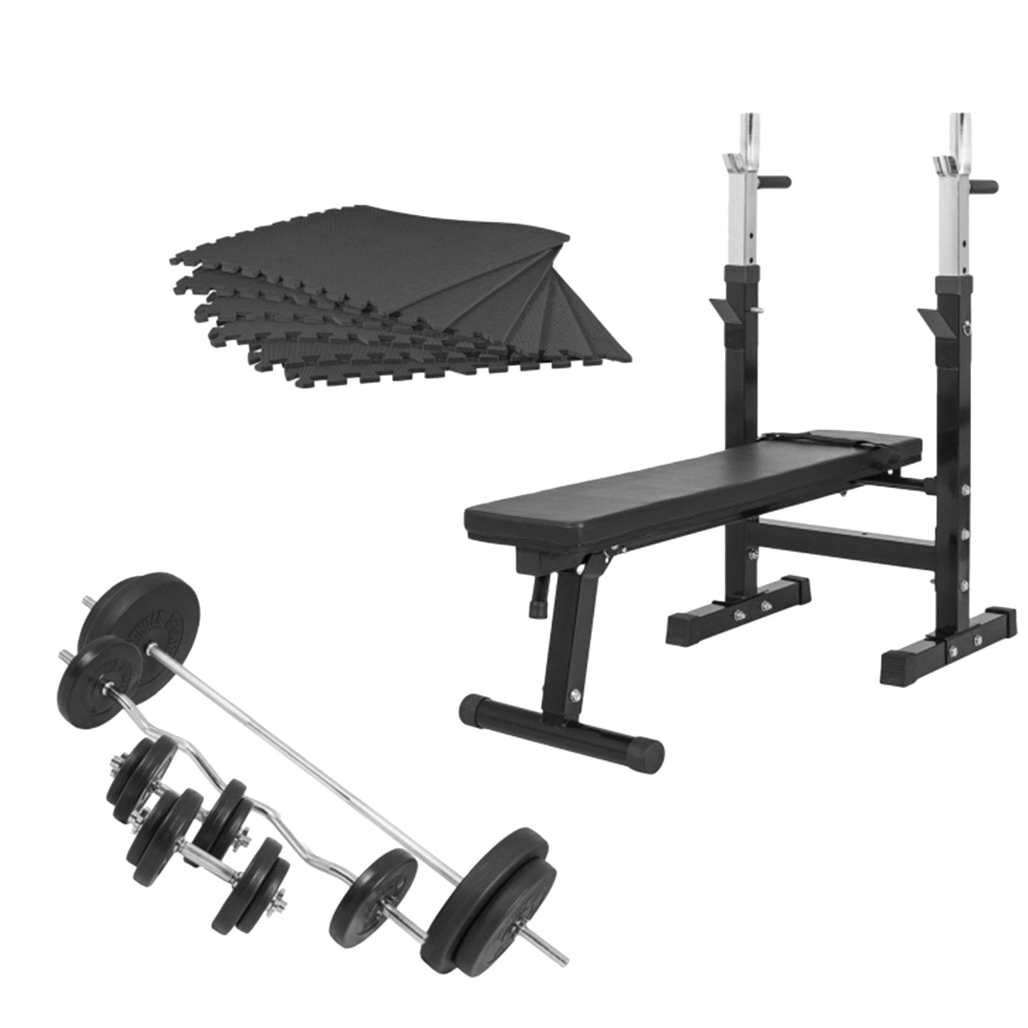 Bänkpress Paket 100 kg – Skivstång, Vikter & Bänk för Hemmagym