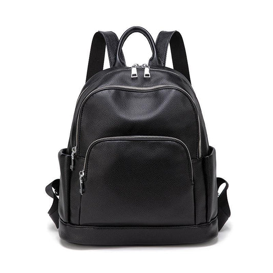 Fashionable Solid Color Large Capacity Trendy Women's Backpack Soft Leather Bag