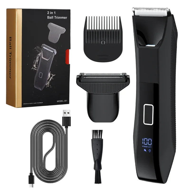 Men's Body Hair Armpit Chest Beard Private Parts Groin Pubic Hair IPX7 Waterproof Trimmer