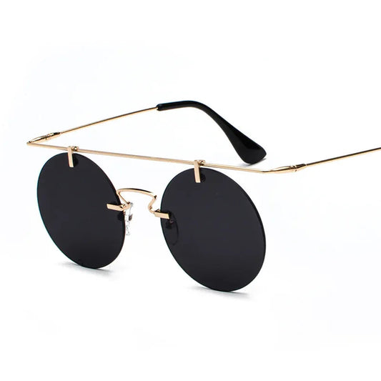 Frameless Lightweight Glasses New Retro Round Sunglasses
