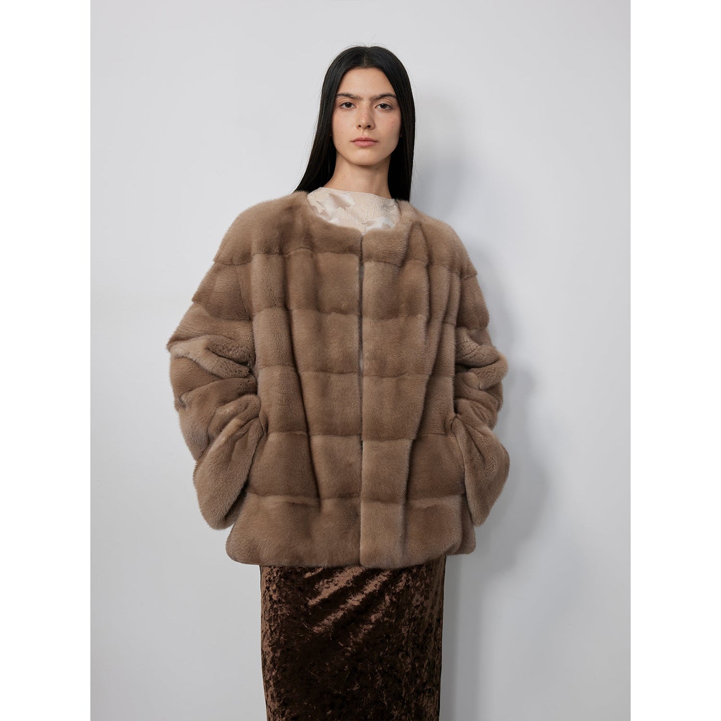 Vintage Clock Velvet Mink Fur Coat Winter