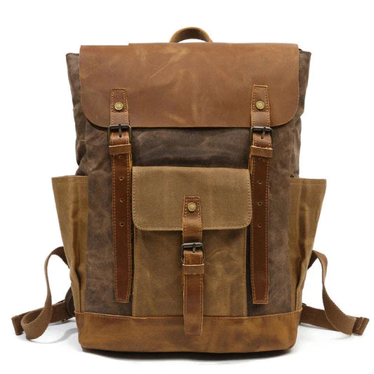 Men's Canvas And Leather Travel Backpack