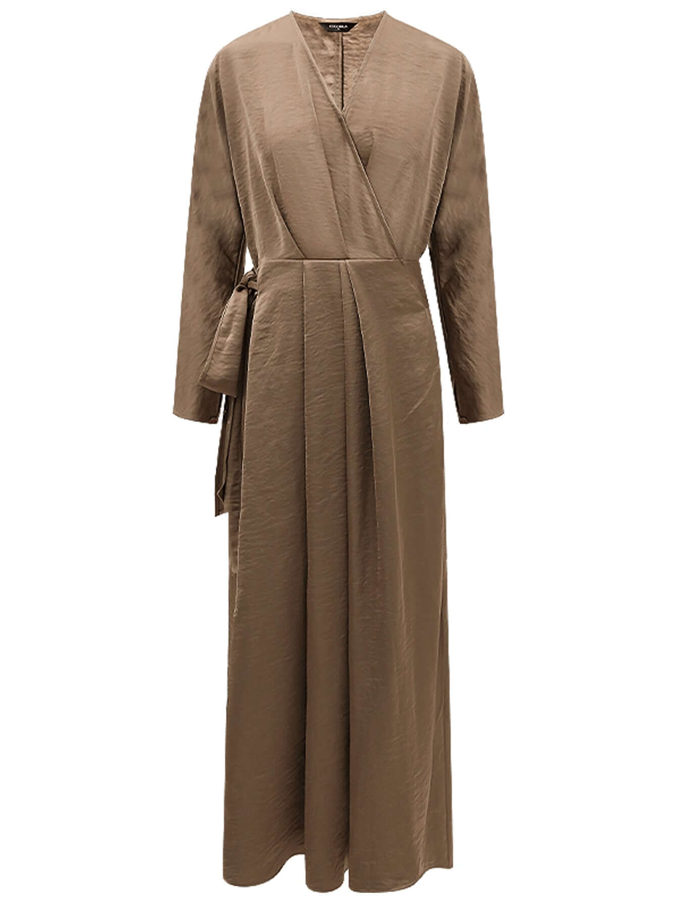 Antique Brown Satin Wrap Dress-3