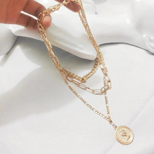 Fashionable All-Match Metal Alloy Multi-Layered Unisex Necklace