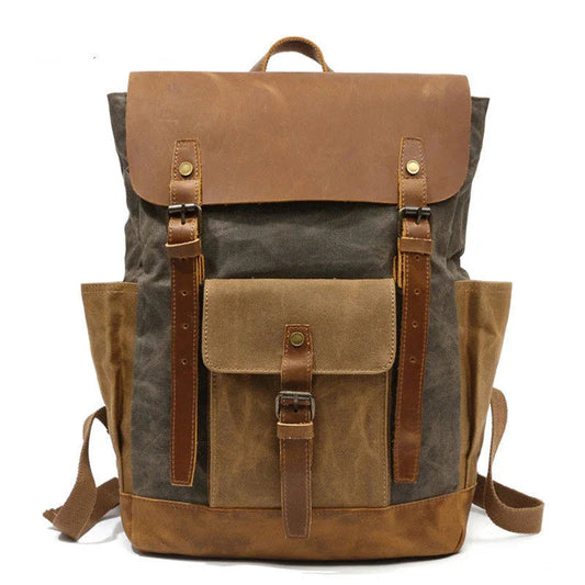 Men's Canvas And Leather Travel Backpack
