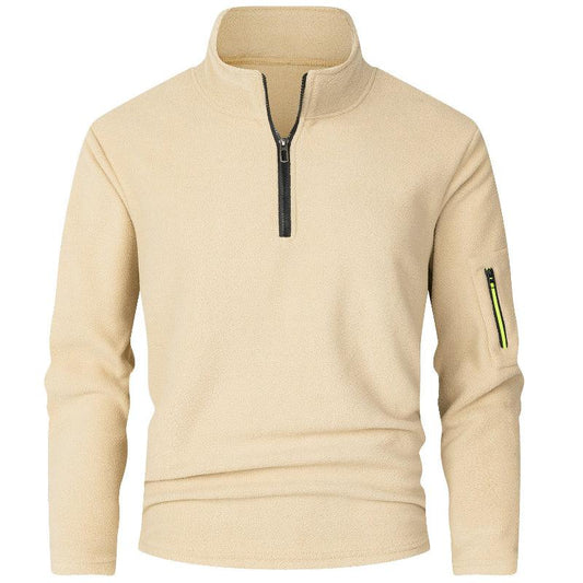 Casual Slim Fit Stand Collar Double-Sided Fleece Sweater For Men