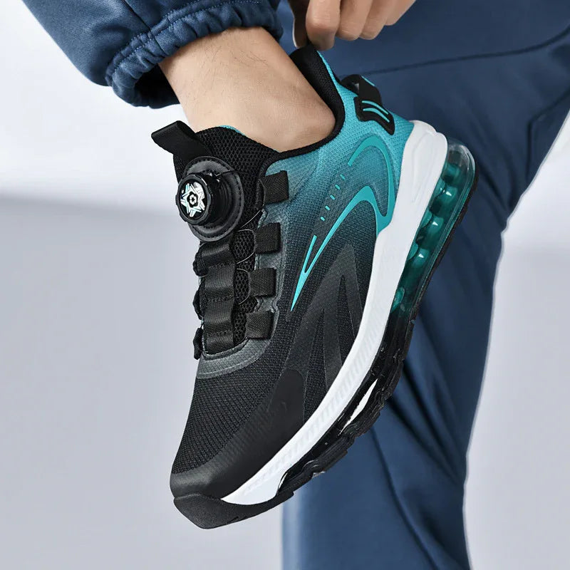 Rotating Buckle Full Woven Air Cushion Sneaker Running Shoes