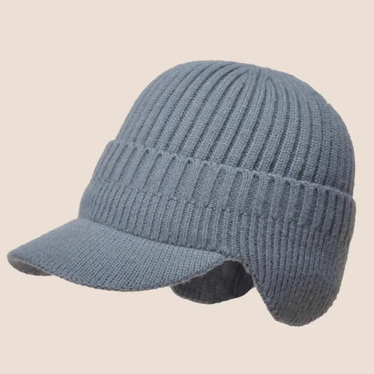 Elastische, warme Strickmütze mit Ohrenklappen