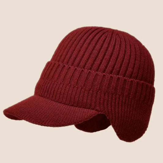 Elastische, warme Strickmütze mit Ohrenklappen