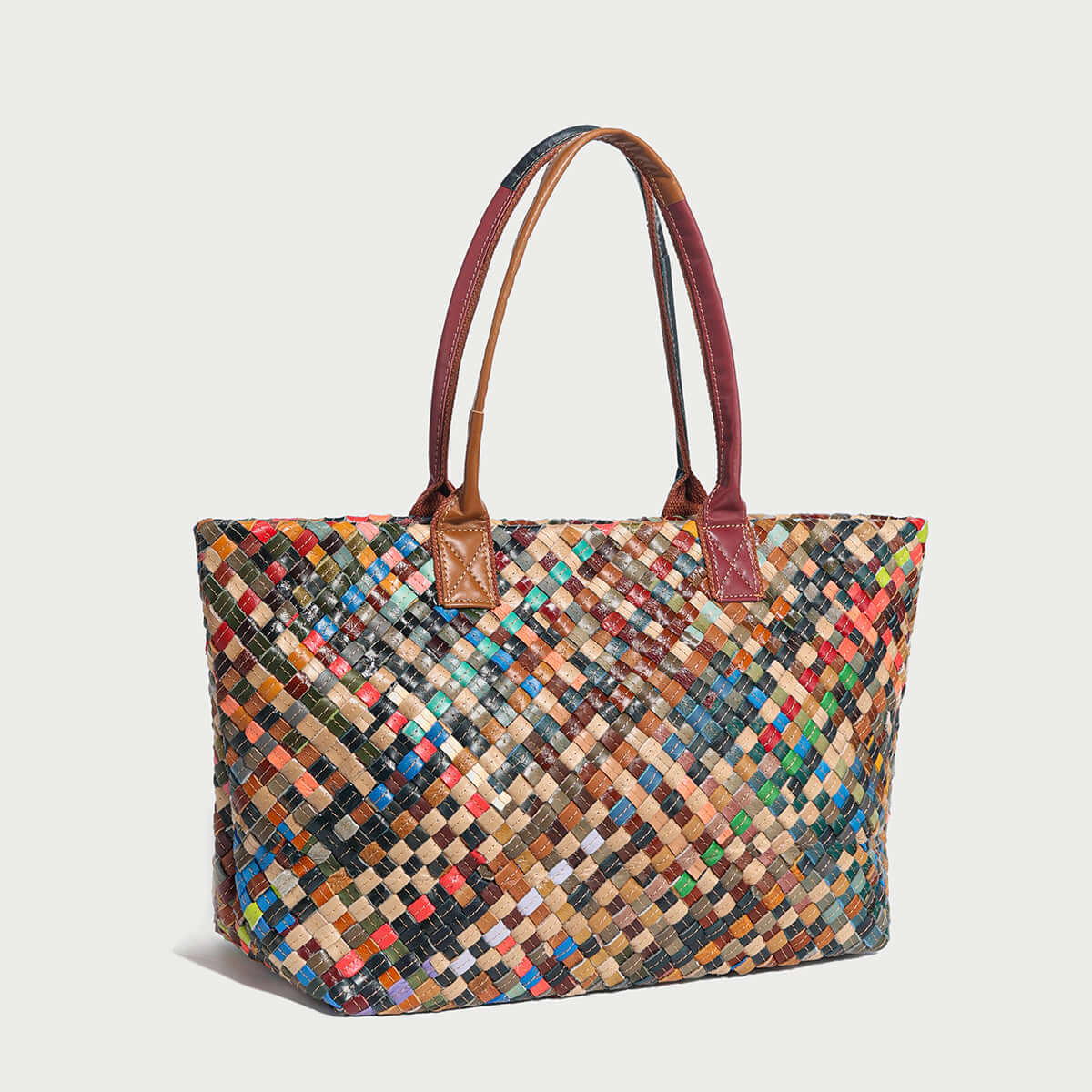 Flamboyant Woven Leather Tote Bag-1