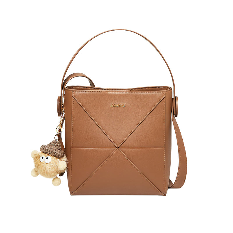 Fur-Charm Casual Crossbody Bucket Bag-0