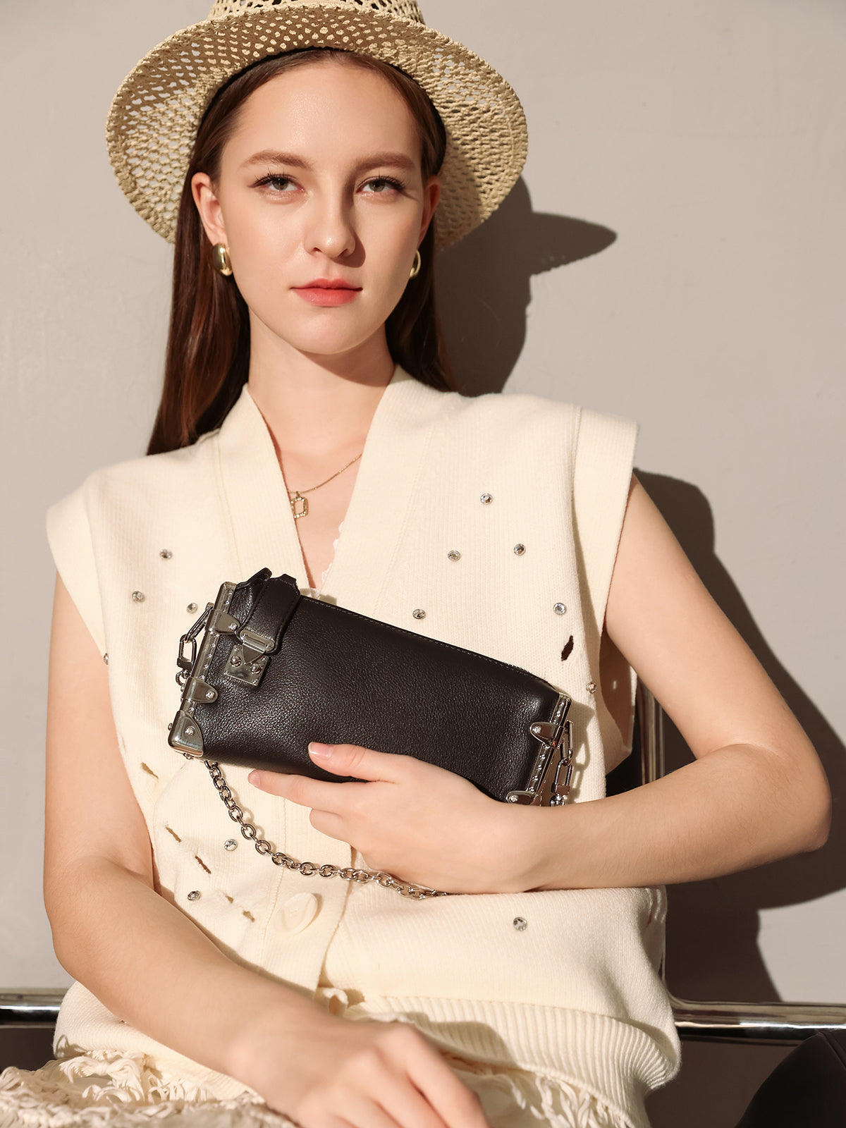 Harlow Chain Strap Structured Shoulder Bag-2