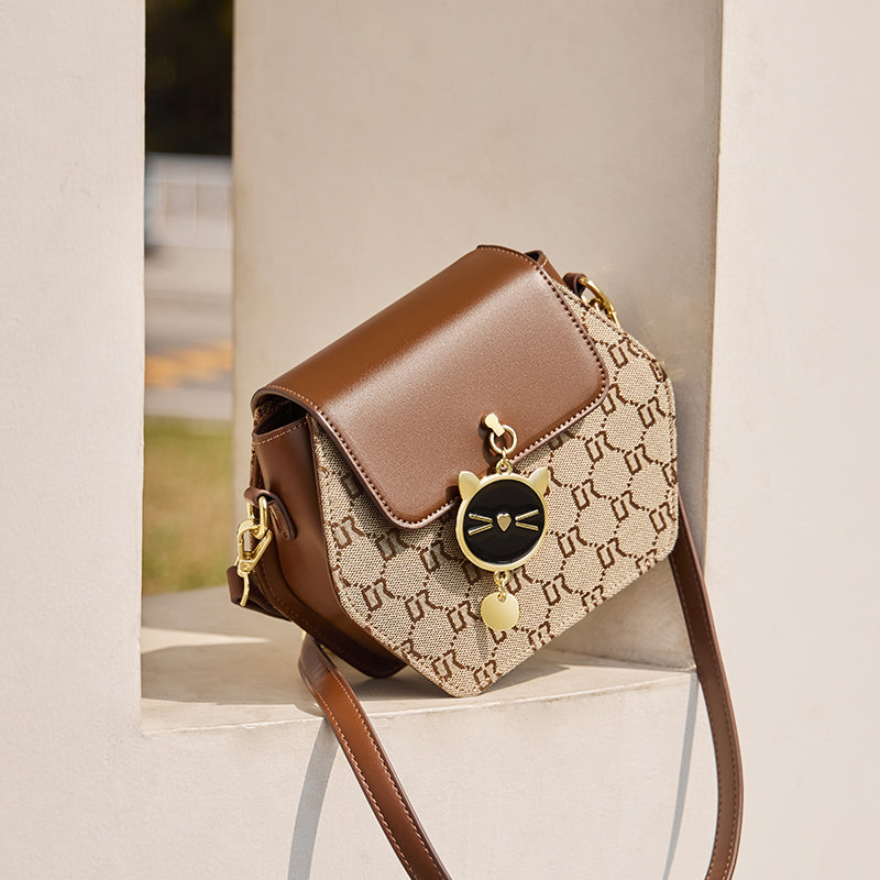 Hexagon Monogram KittyCat Shoulder Bag-2
