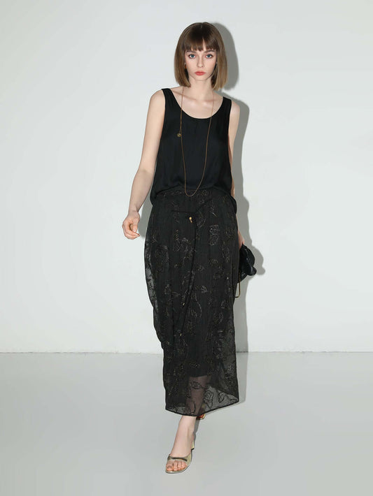 Intricately Embellished Glitter Embroidered Skirt-0