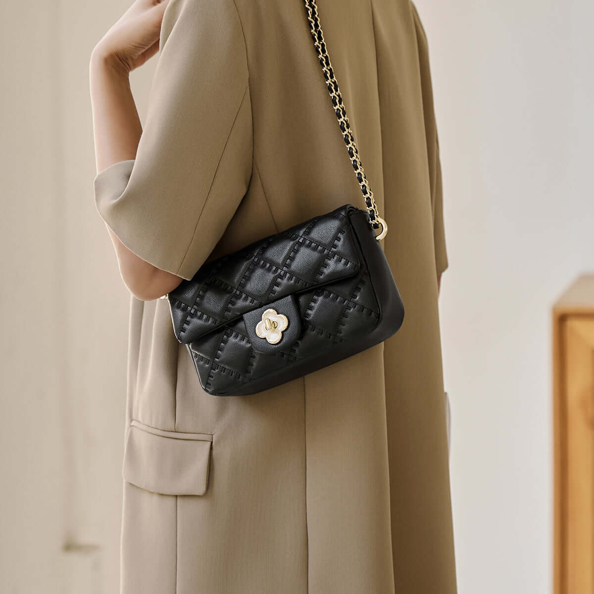 Karina Black Quilted Shoulder Bag-4