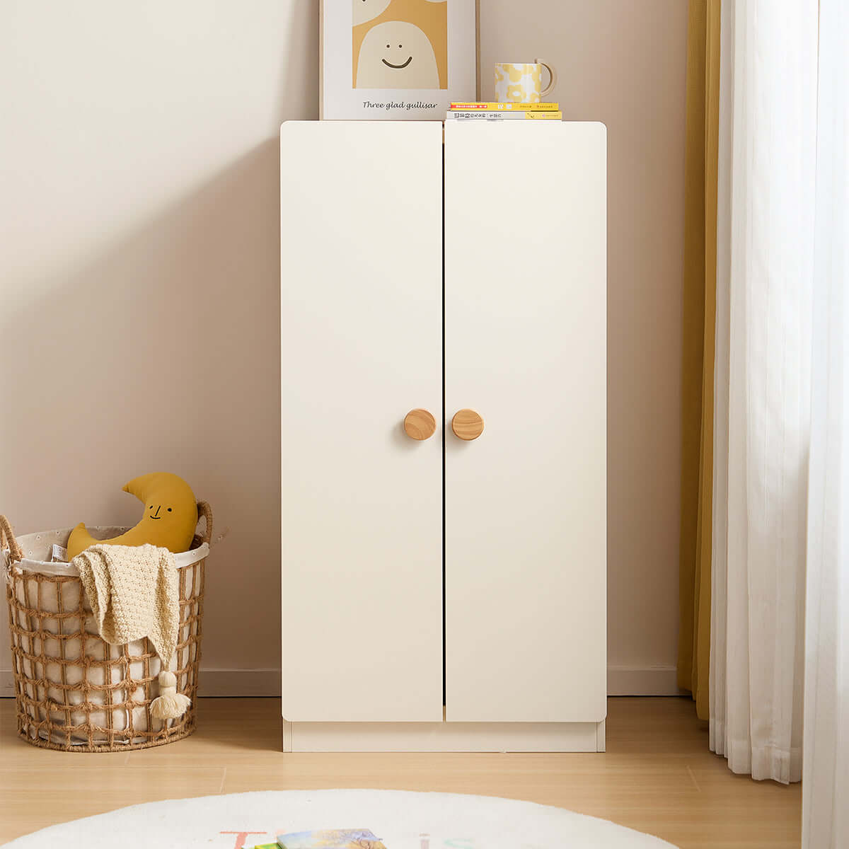Lucas Kids White Wardrobe Cabinet-0