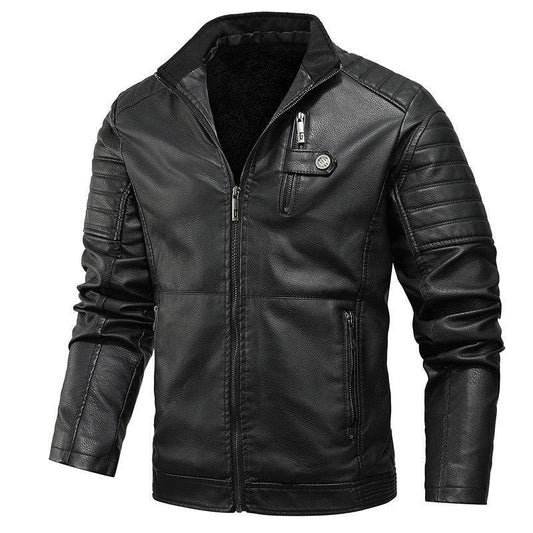 Men's Artificial Leather Velvet Thickening Motorcycle Jacket
