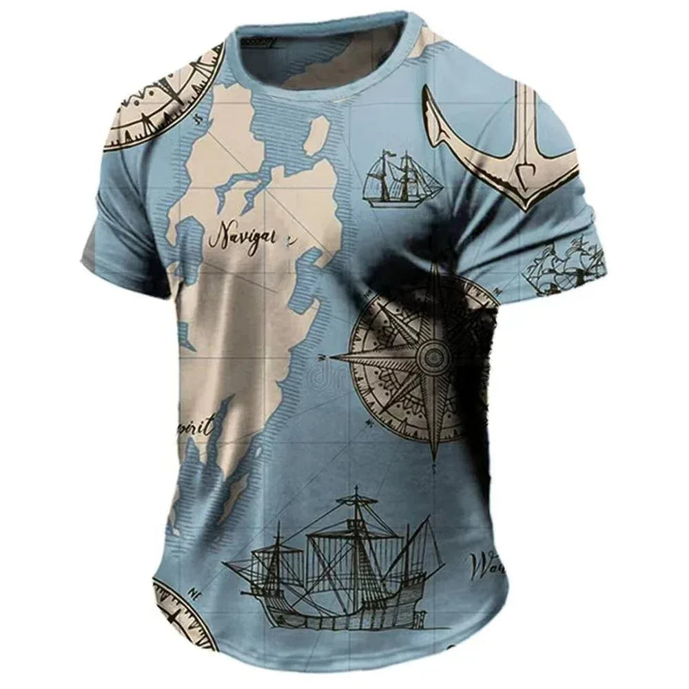 Men's Casual Loose Fit Short Sleeve T-Shirt With  Round Neck