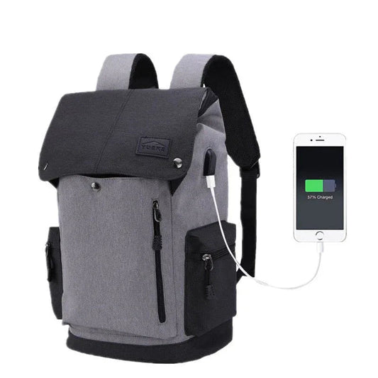 Men's Casual Millet Fabric USB Charging Backpack