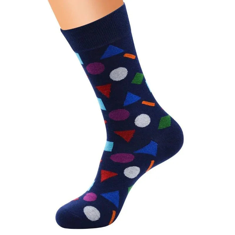 Men's Funny Cotton Socks With Geometric Shapes